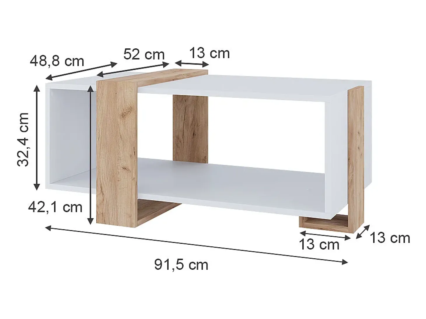 Couchtisch carvalho branco/dourado 91.5x52x42.1 aven