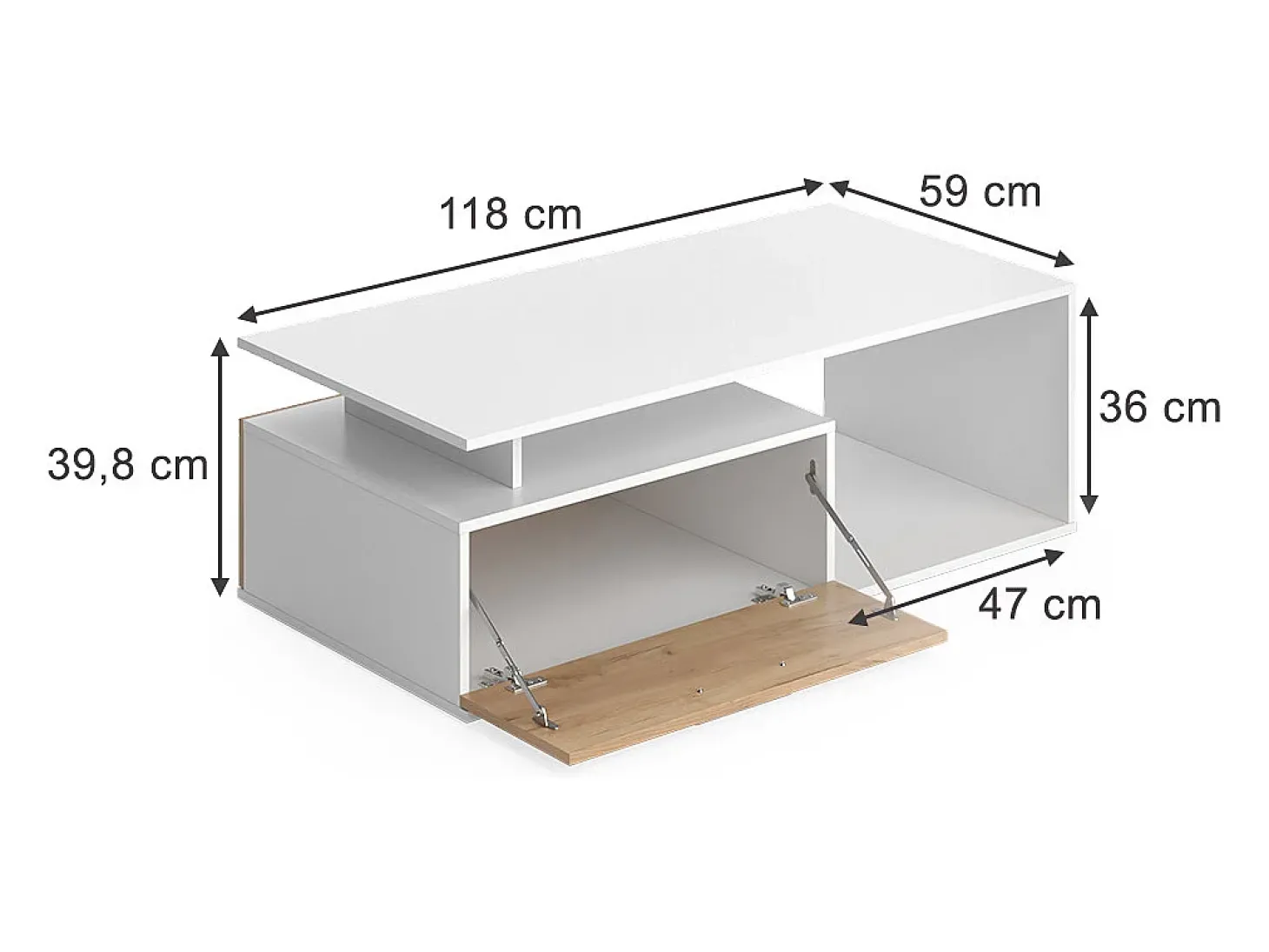 Couchtisch carvalho branco/dourado 118x59x39.8 roland
