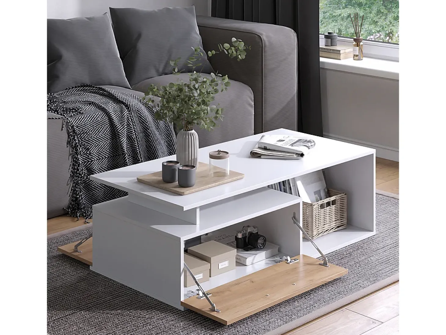 Couchtisch carvalho branco/dourado 118x59x39.8 roland