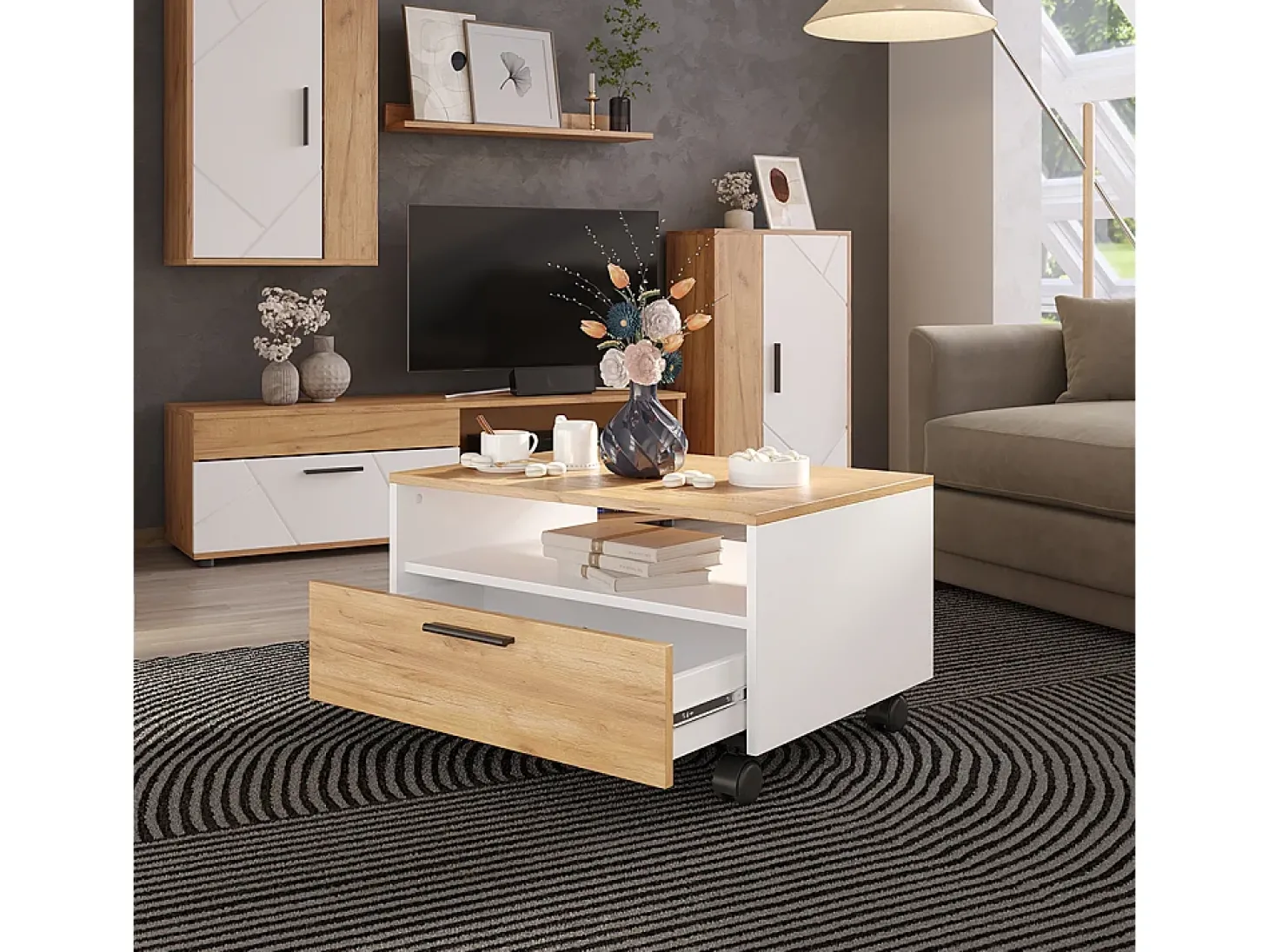 Couchtisch carvalho branco/dourado 70x52.4x40 bibo