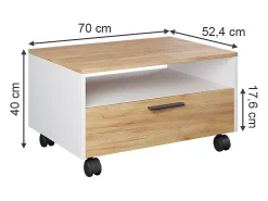 Couchtisch carvalho branco/dourado 70x52.4x40 bibo