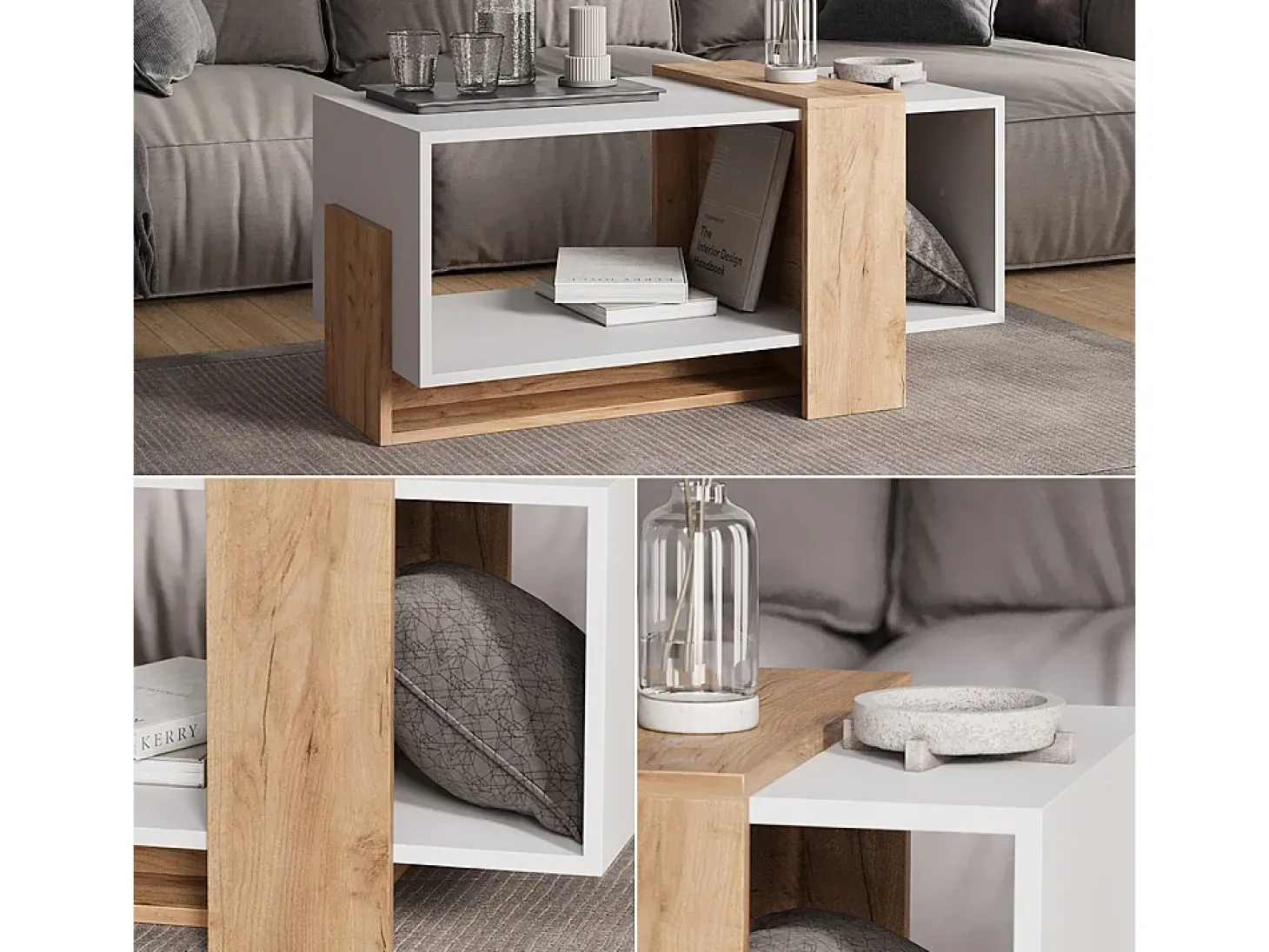 Couchtisch carvalho branco/dourado 91.8x49x45 aven