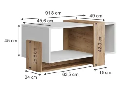 Couchtisch carvalho branco/dourado 91.8x49x45 aven