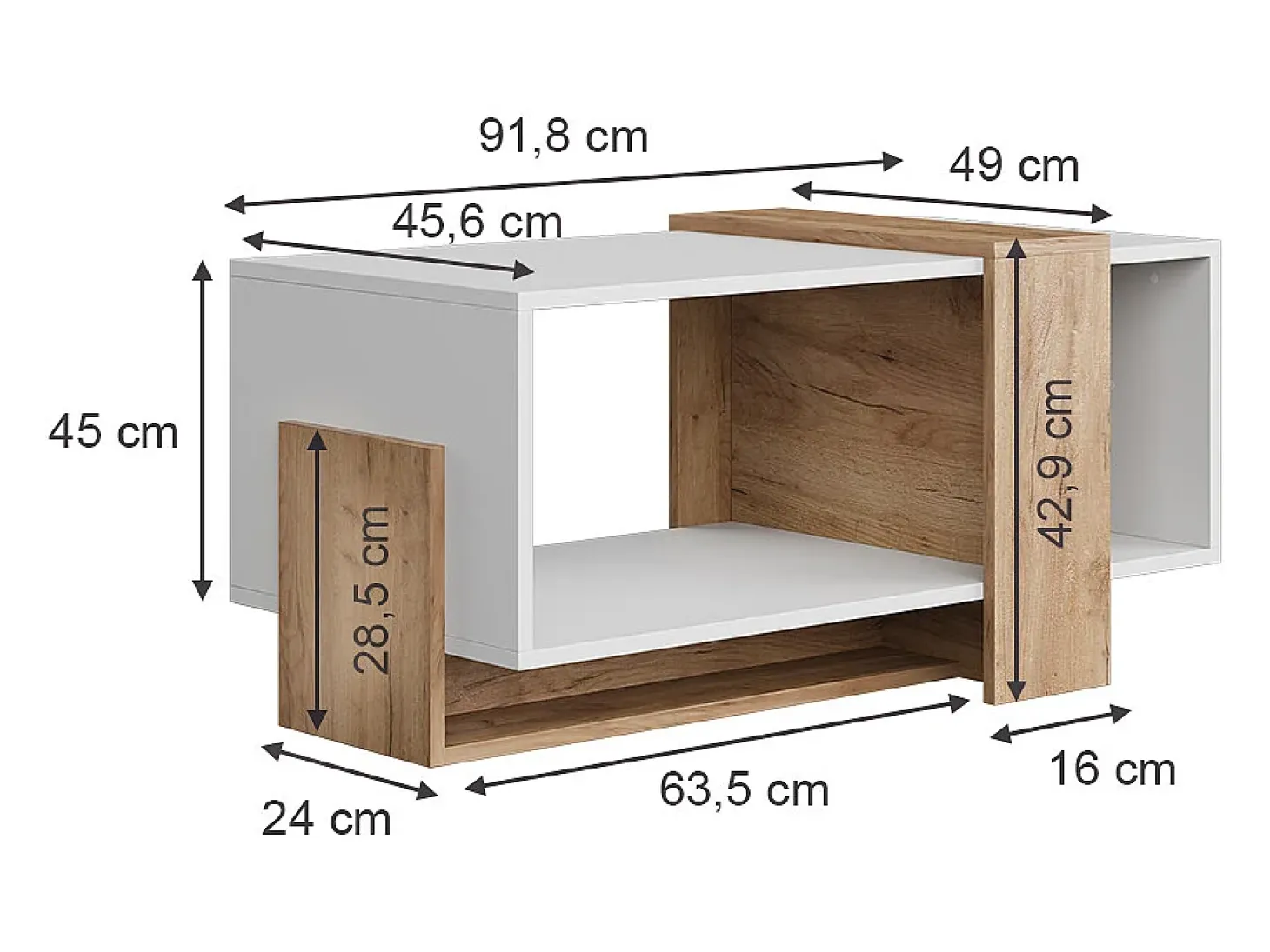 Couchtisch carvalho branco/dourado 91.8x49x45 aven