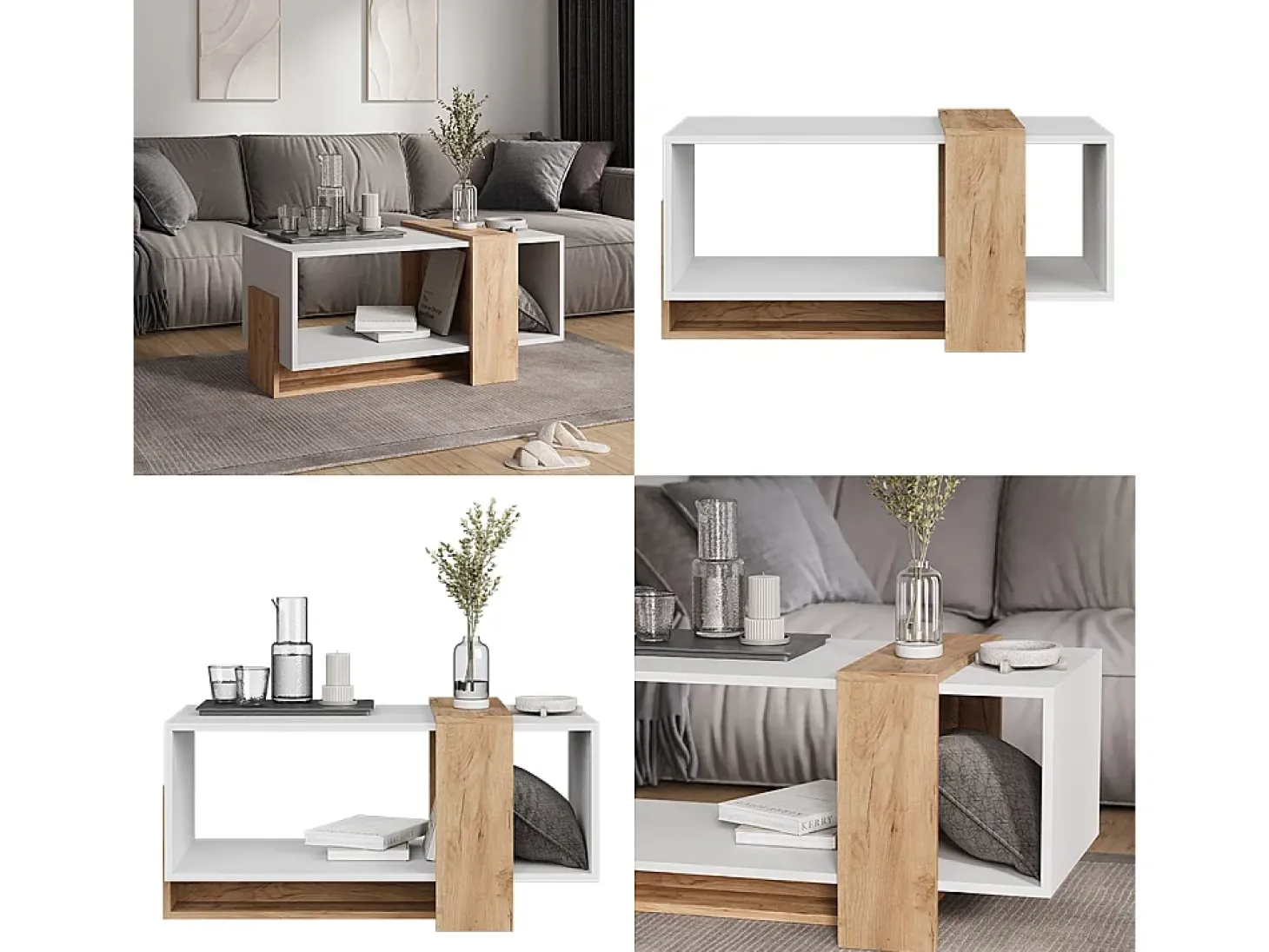 Couchtisch carvalho branco/dourado 91.8x49x45 aven