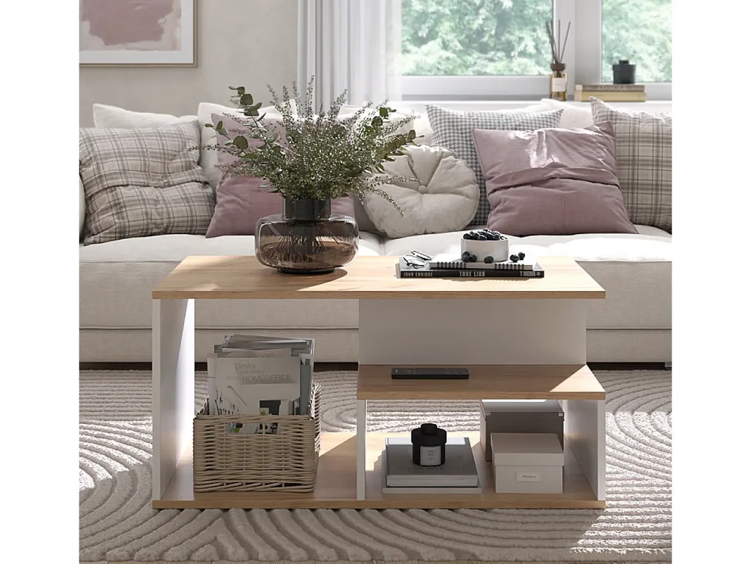 Couchtisch carvalho goldkraft/branco 90x49.4x43.8 hasso