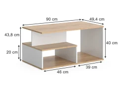 Couchtisch carvalho goldkraft/branco 90x49.4x43.8 hasso