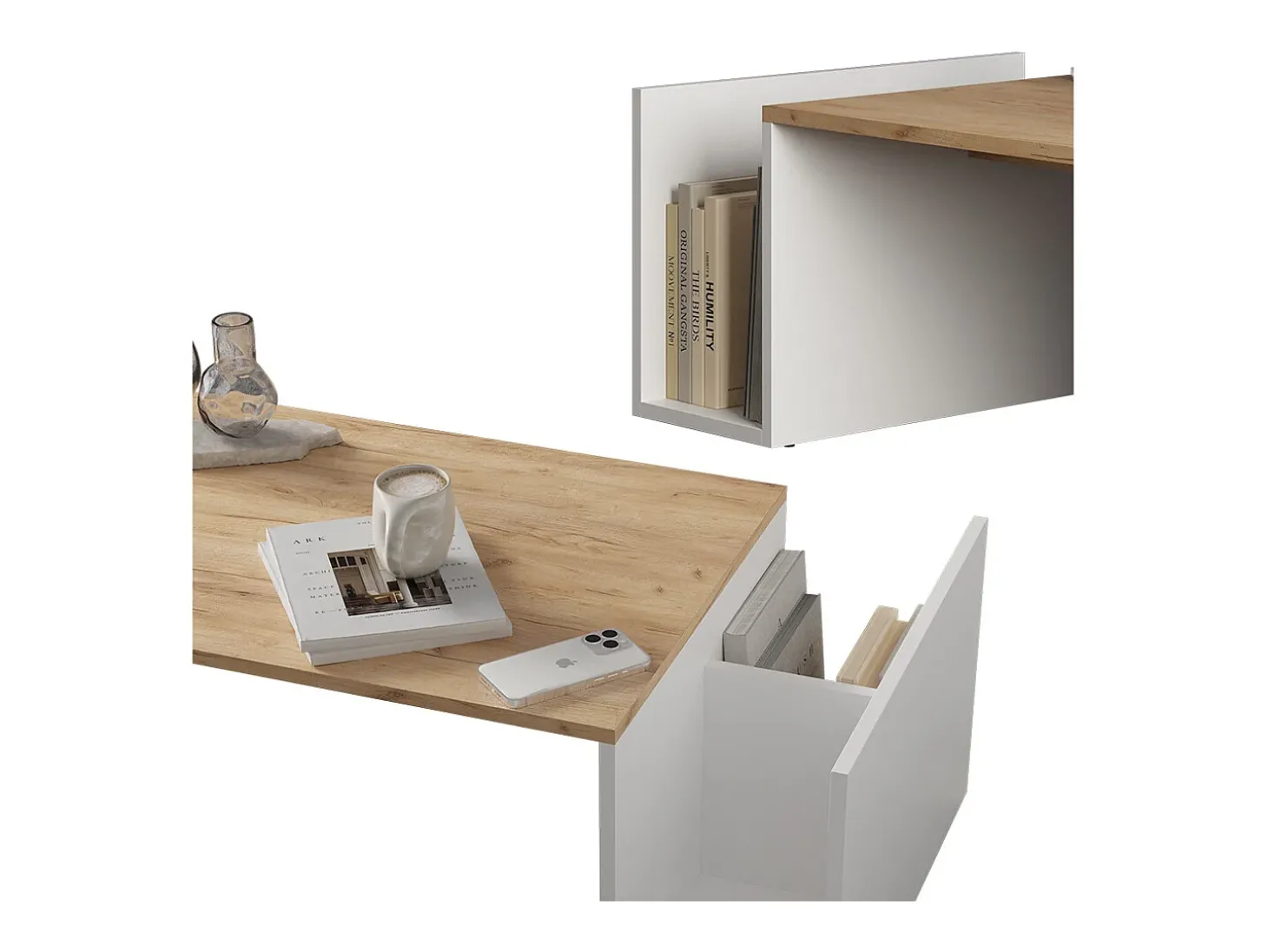 Couchtisch carvalho goldkraft/branco 100x50x32.9 avento