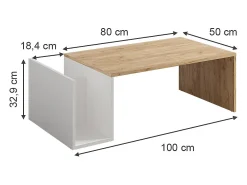 Couchtisch carvalho goldkraft/branco 100x50x32.9 avento
