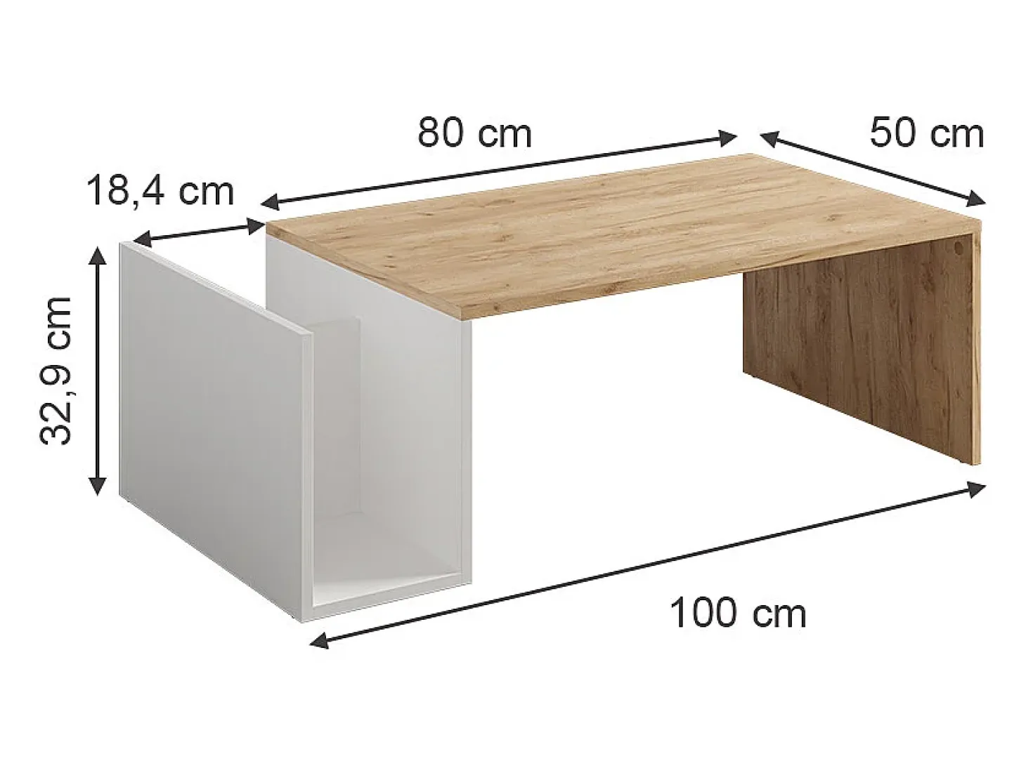 Couchtisch carvalho goldkraft/branco 100x50x32.9 avento