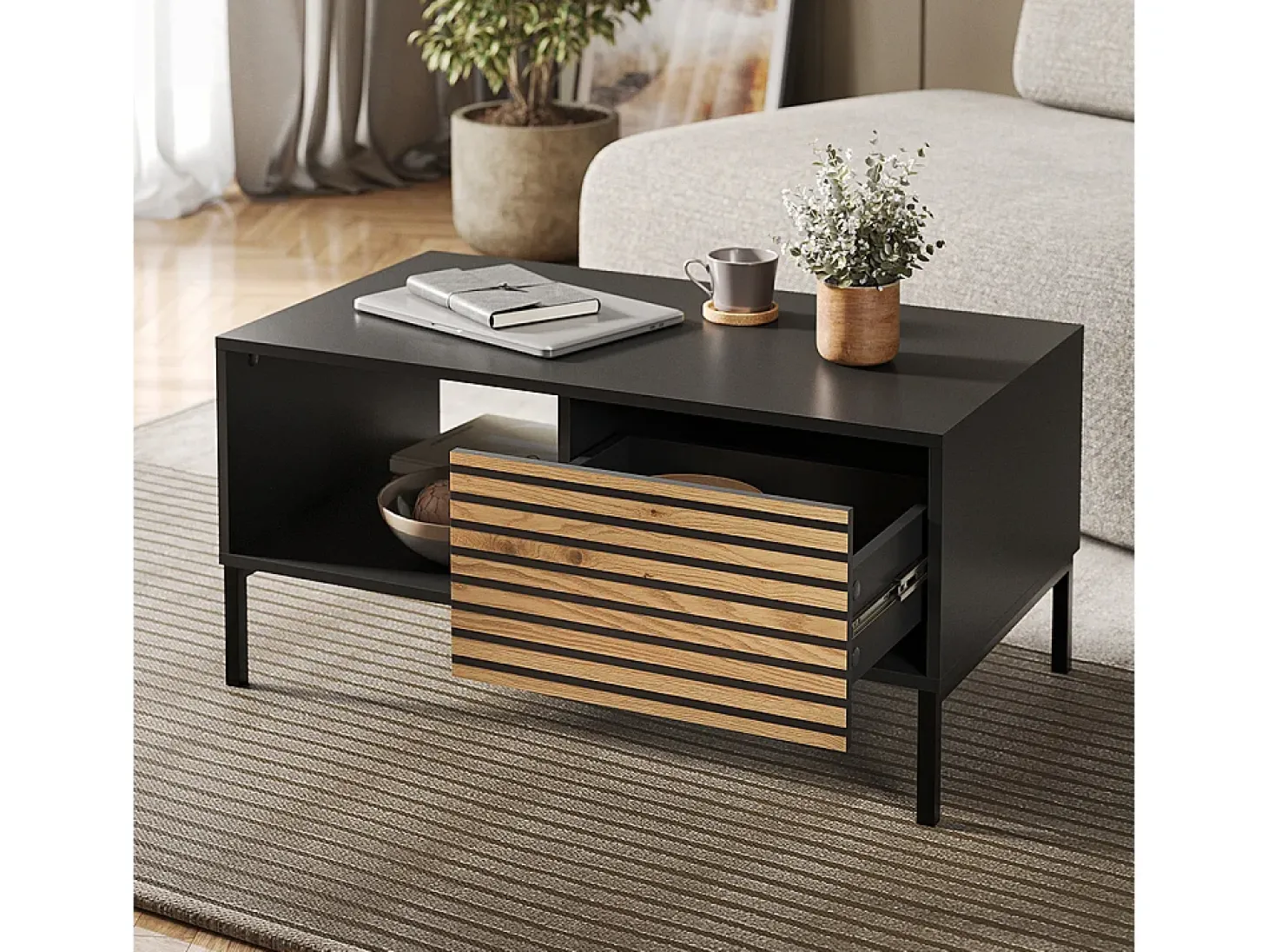 Couchtisch carvalho goldkraft/antracite 90x50x45 eliza