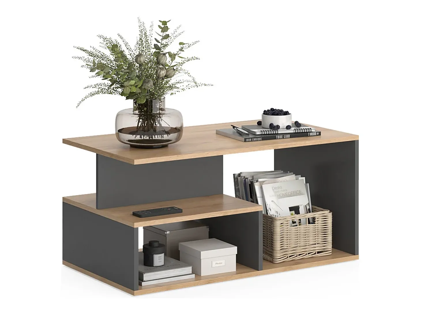 Couchtisch carvalho goldkraft/antracite 90x49.4x43.8 hasso