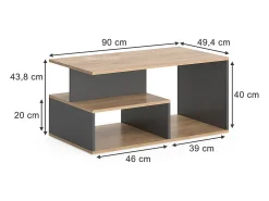 Couchtisch carvalho goldkraft/antracite 90x49.4x43.8 hasso