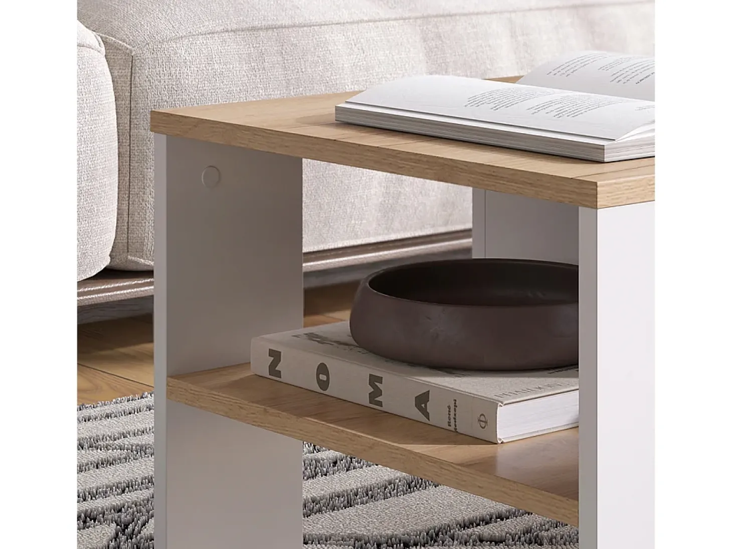 Couchtisch carvalho goldkraft/branco 89.8x46.4x35.8 wilmut
