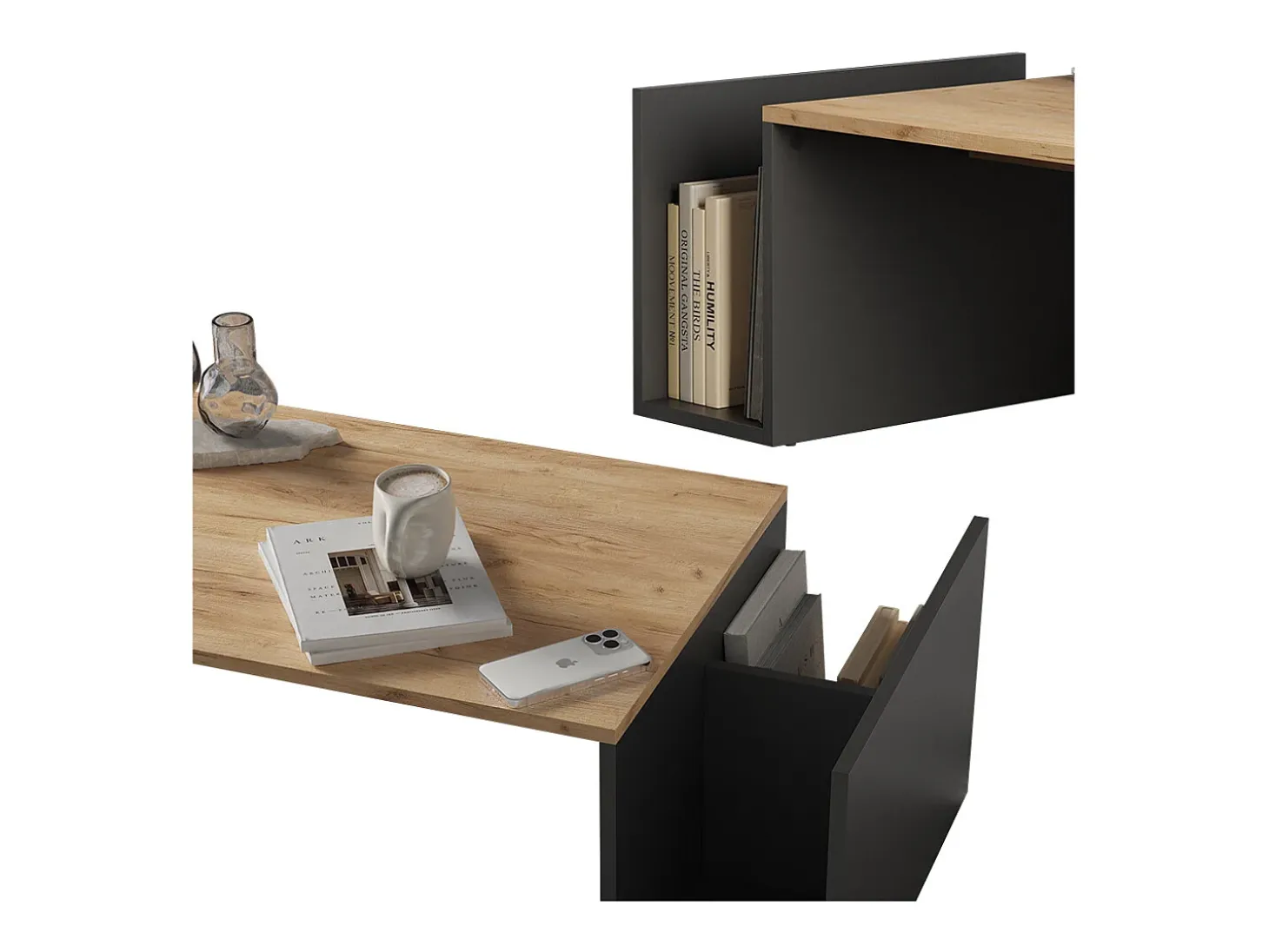Couchtisch carvalho goldkraft/antracite 100x50x32.9 avento