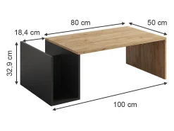 Couchtisch carvalho goldkraft/antracite 100x50x32.9 avento