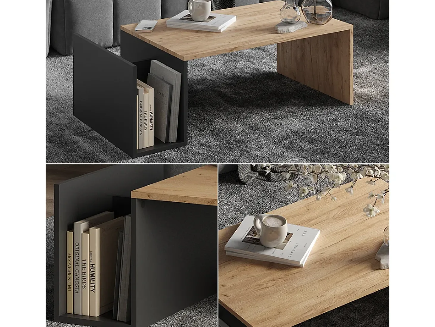 Couchtisch carvalho goldkraft/antracite 100x50x32.9 avento
