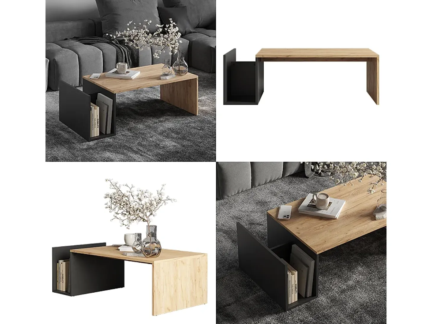 Couchtisch carvalho goldkraft/antracite 100x50x32.9 avento