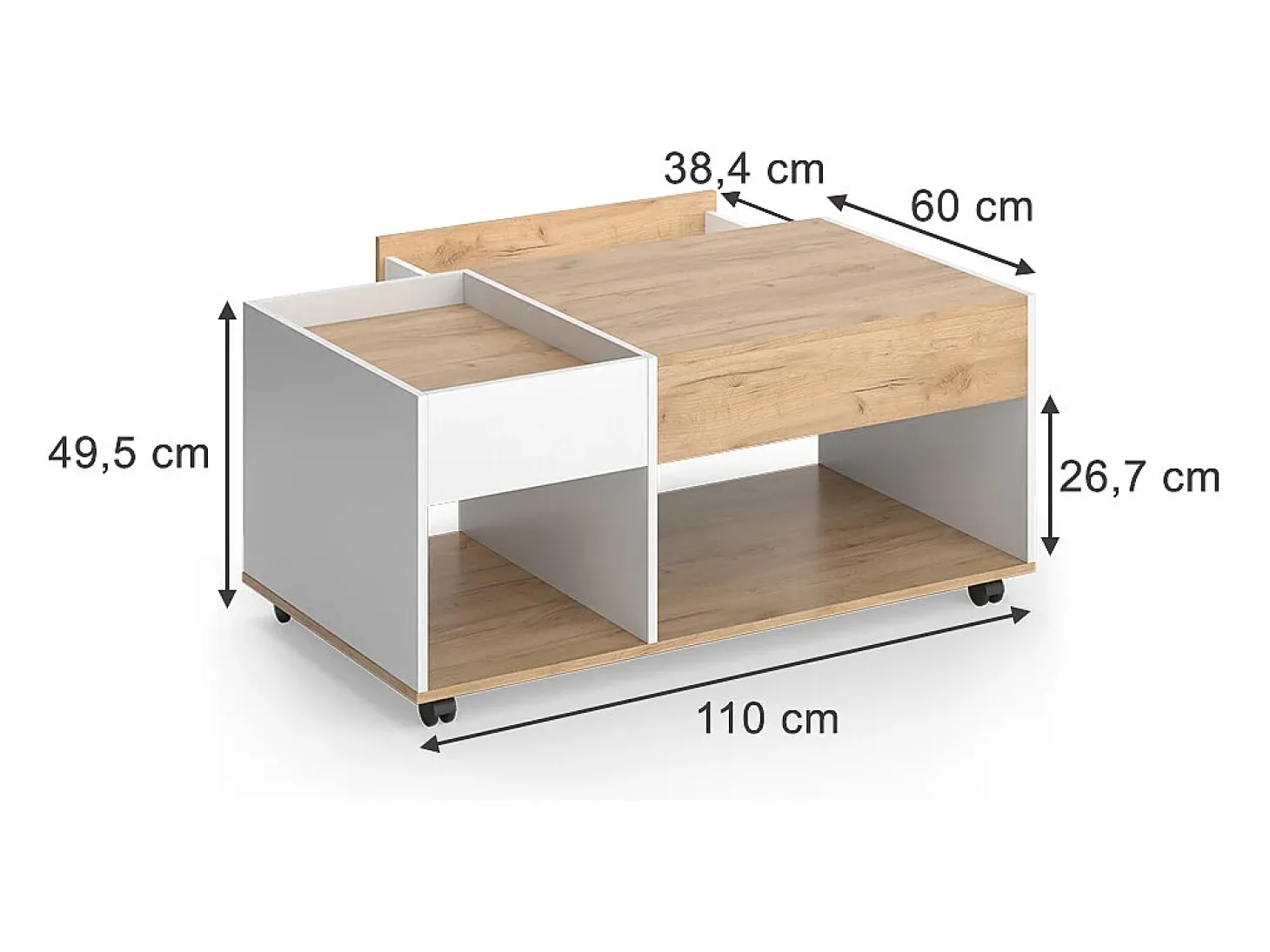 Couchtisch carvalho goldkraft/branco 110x60x49.5 maik