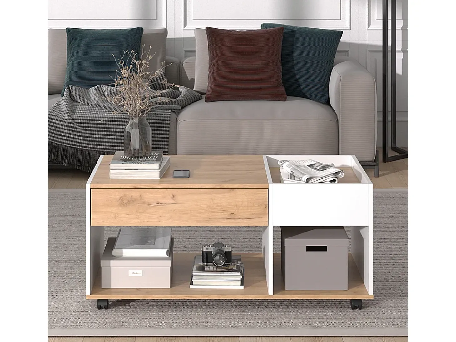 Couchtisch carvalho goldkraft/branco 110x60x49.5 maik