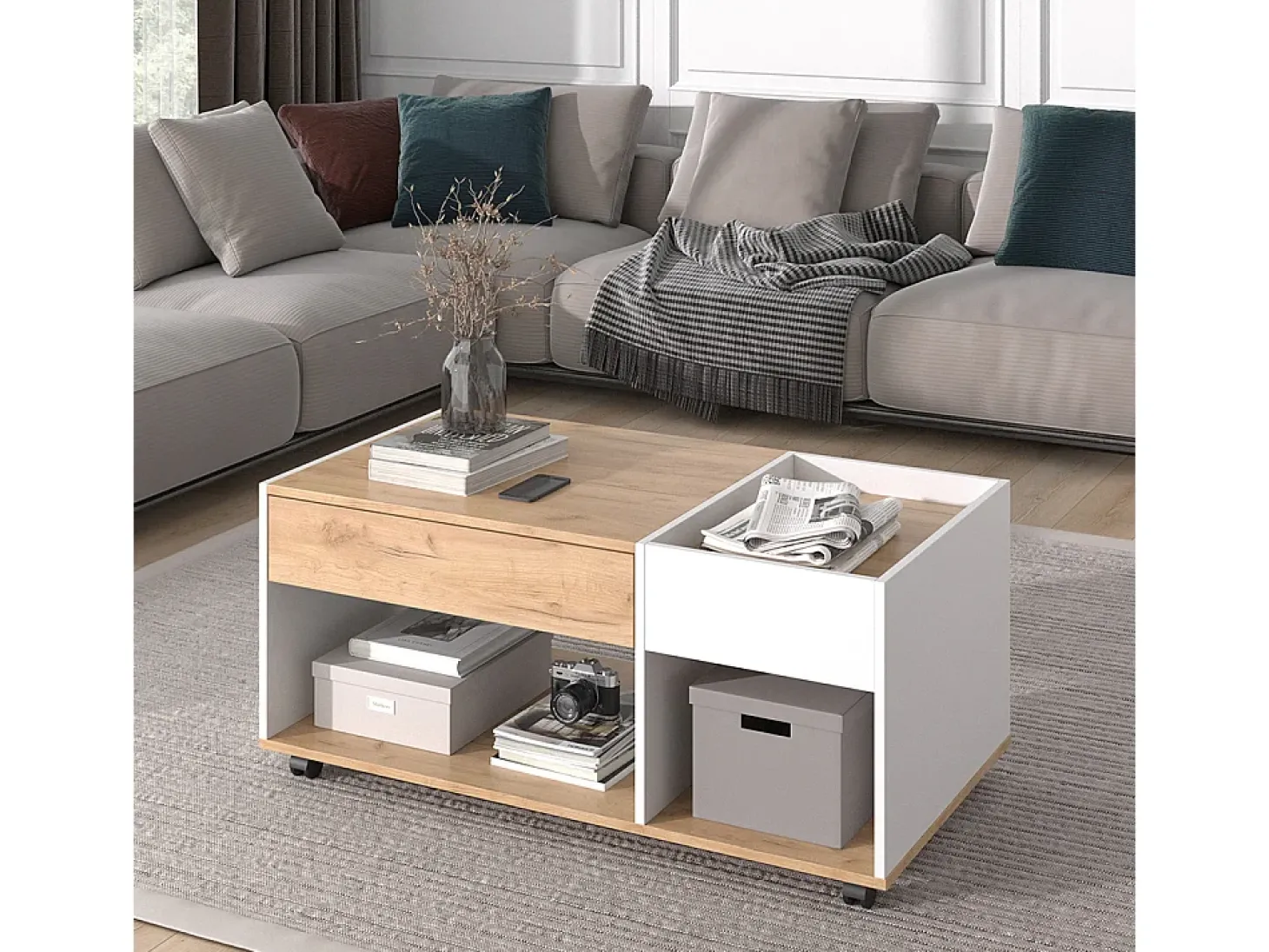 Couchtisch carvalho goldkraft/branco 110x60x49.5 maik