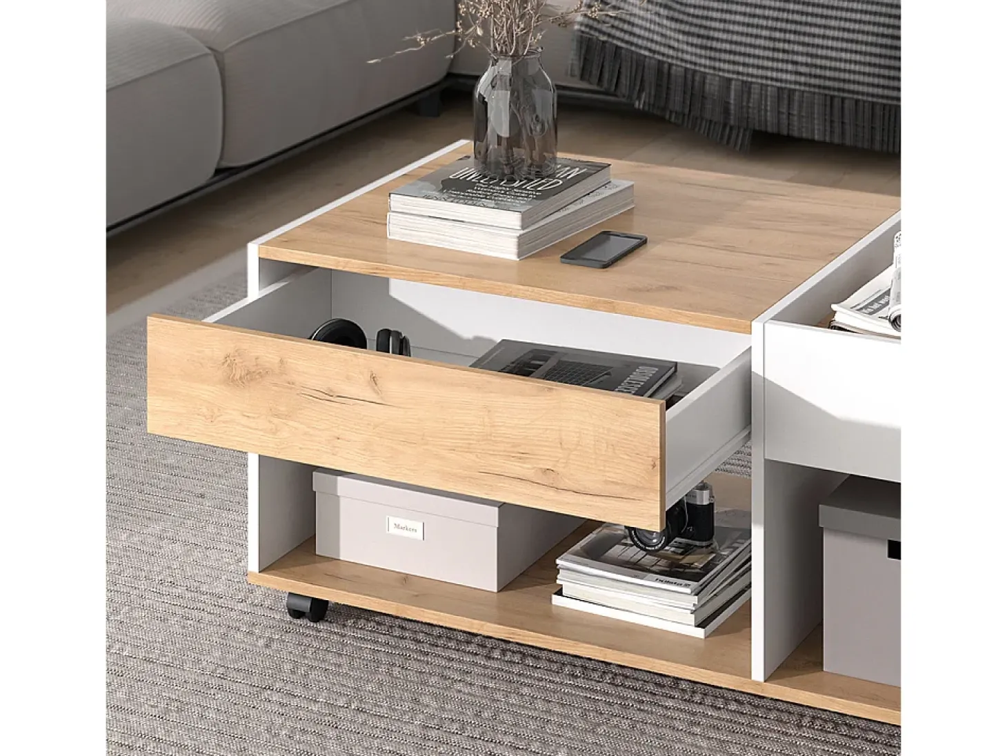 Couchtisch carvalho goldkraft/branco 110x60x49.5 maik