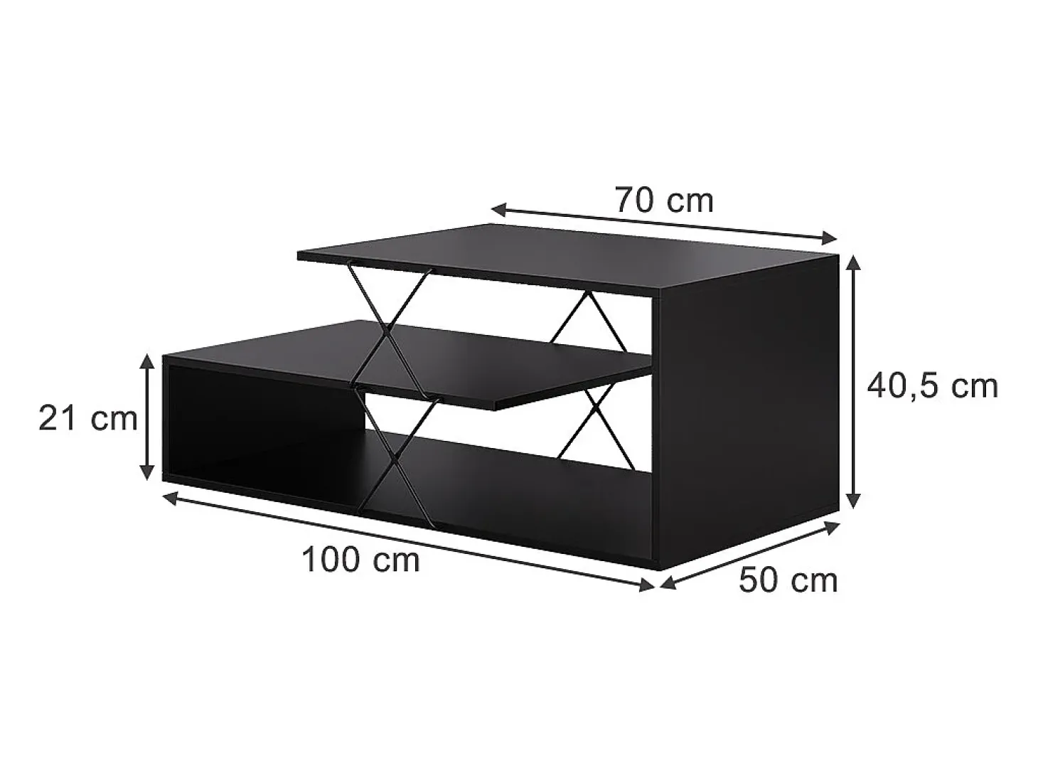 Couchtisch preto 100x50x40.5 nario