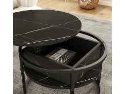 Couchtisch preto/branco mármore 57x57x47.5 marlo