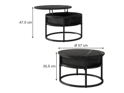 Couchtisch preto/branco mármore 57x57x47.5 marlo