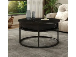 Couchtisch preto/branco mármore 77x77x52 marlo