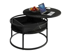Couchtisch preto/branco mármore 77x77x52 marlo