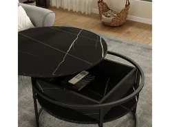 Couchtisch preto/branco mármore 77x77x52 marlo
