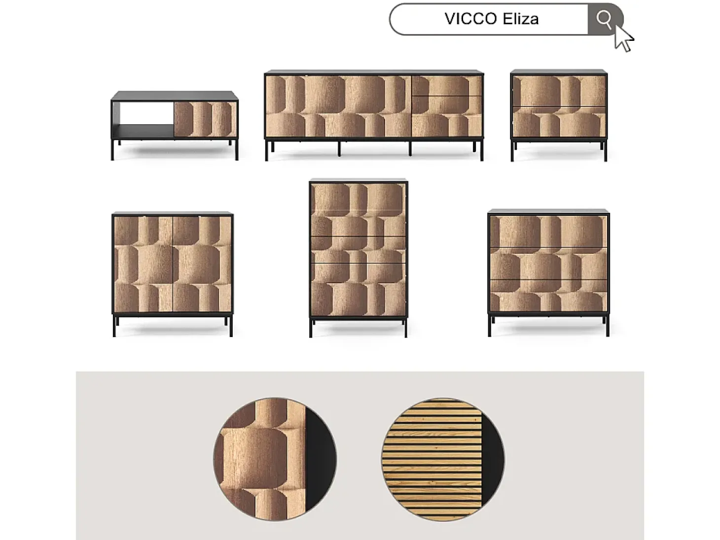 Couchtisch preto/carvalho 90x50x45 eliza