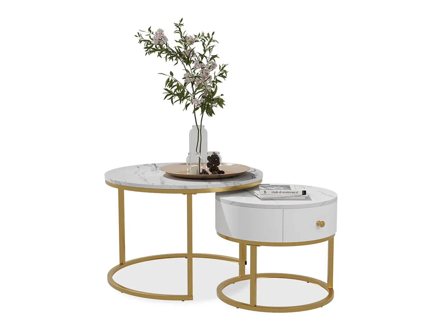 Couchtisch-Set mármore branco 70x70x48 madrid