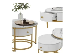 Couchtisch-Set mármore branco 70x70x48 madrid