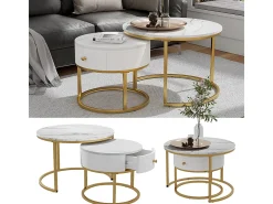 Couchtisch-Set mármore branco 70x70x48 madrid