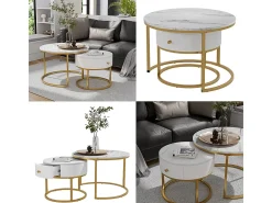Couchtisch-Set mármore branco 70x70x48 madrid