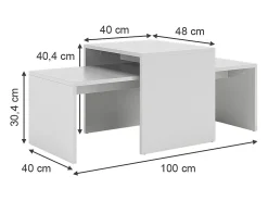 Couchtisch-Set branco 100x48x40.4 donat