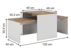 Couchtisch-Set carvalho branco/dourado 100x48x40.4 donat