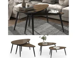 Couchtisch-Set nogueira/preto 98x60x48 veyo