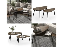 Couchtisch-Set nogueira/preto 98x60x48 veyo