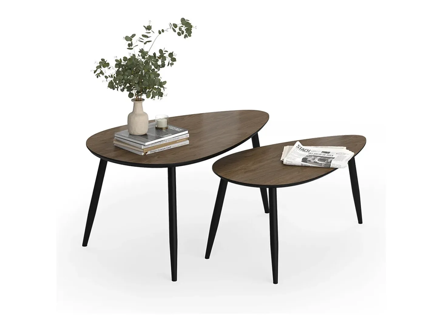Couchtisch-Set nogueira/preto 98x60x48 veyo