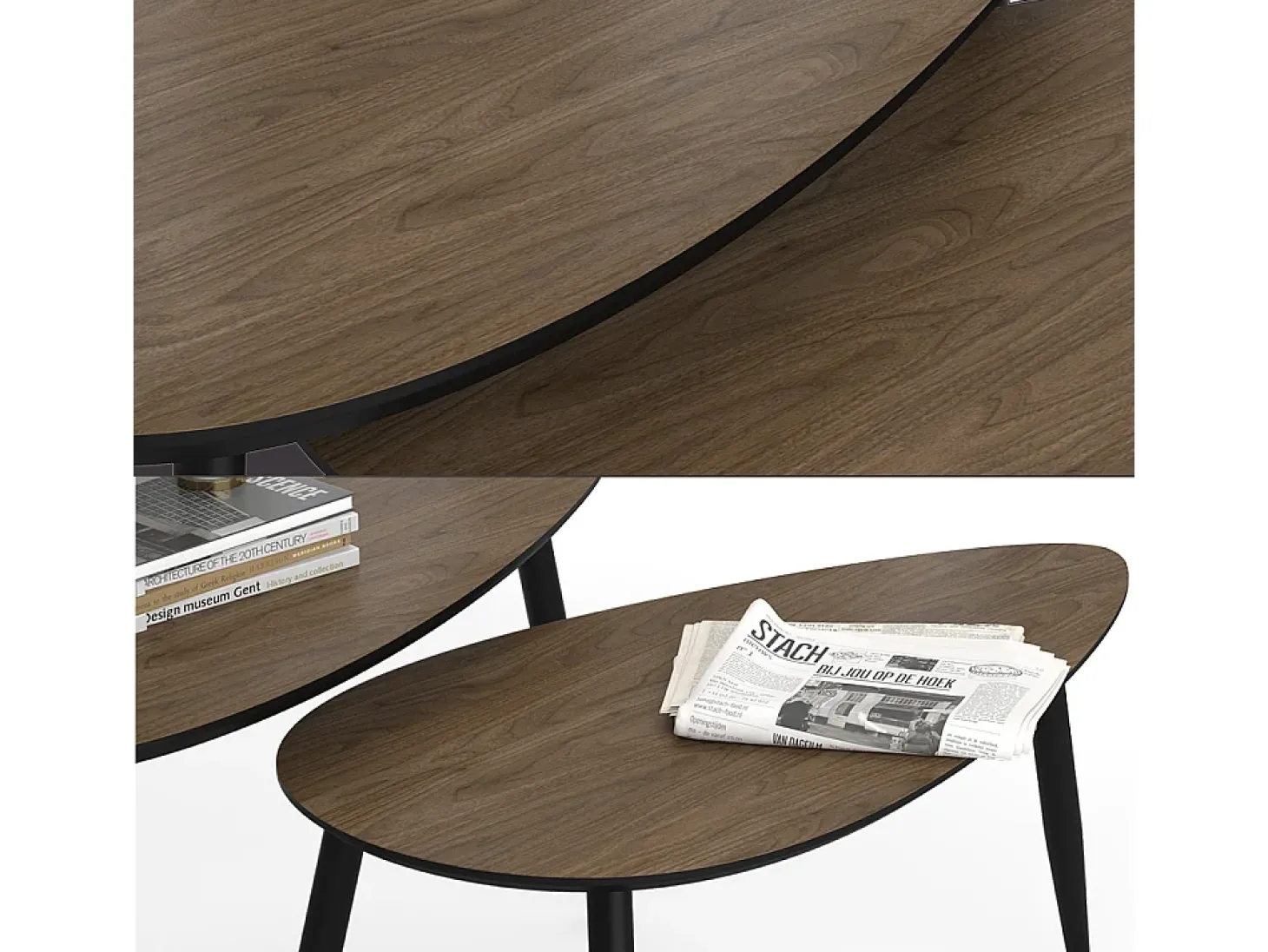 Couchtisch-Set nogueira/preto 98x60x48 veyo