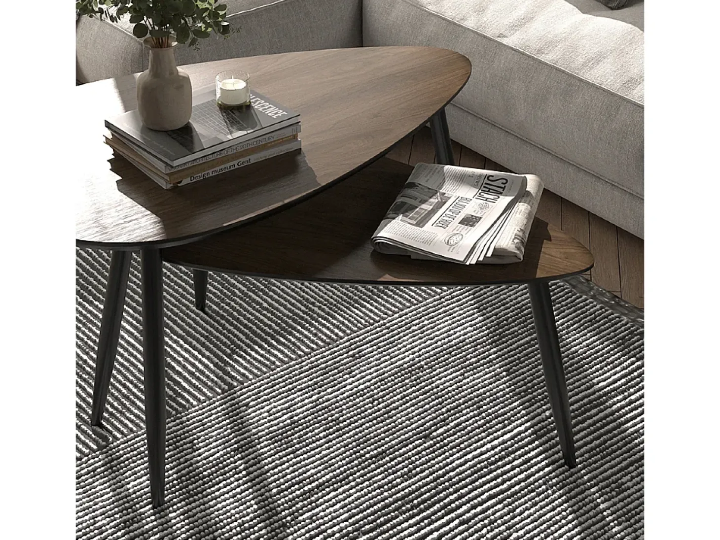 Couchtisch-Set nogueira/preto 98x60x48 veyo