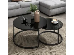 Couchtisch-Set preto alto brilho 77x77x39.5 montreal