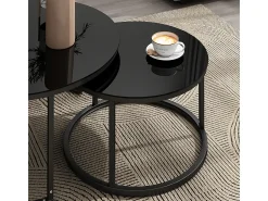 Couchtisch-Set preto alto brilho 77x77x39.5 montreal