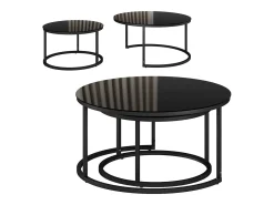 Couchtisch-Set preto alto brilho 77x77x39.5 montreal