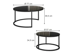 Couchtisch-Set preto alto brilho 77x77x39.5 montreal