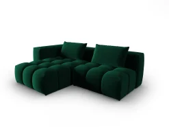 CXL by Christian Lacroix - Sofá modular de canto esquerdo "Lorella" 3 lugares em veludo verde garrafa - 205x145x70cm