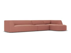 CXL by Christian Lacroix - Sofá de canto direito "Charles" 5 lugares em veludo rosa - 366x180x69cm